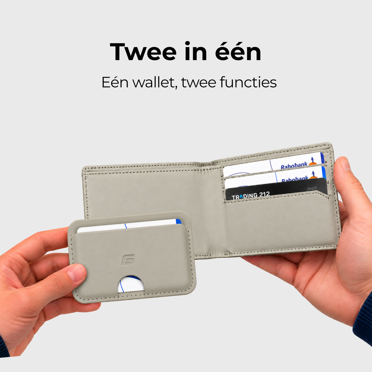 2-in-1 wallet GRIJS