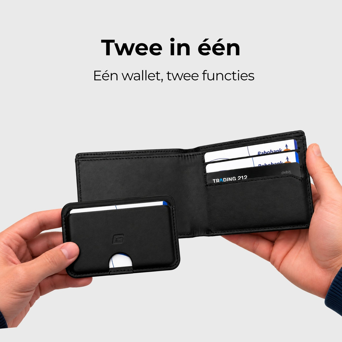 2-in-1 wallet ZWART